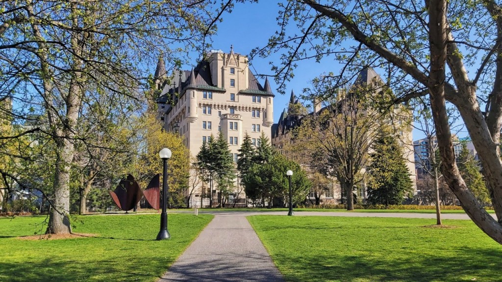 view of chateau laurier from major's hill park 